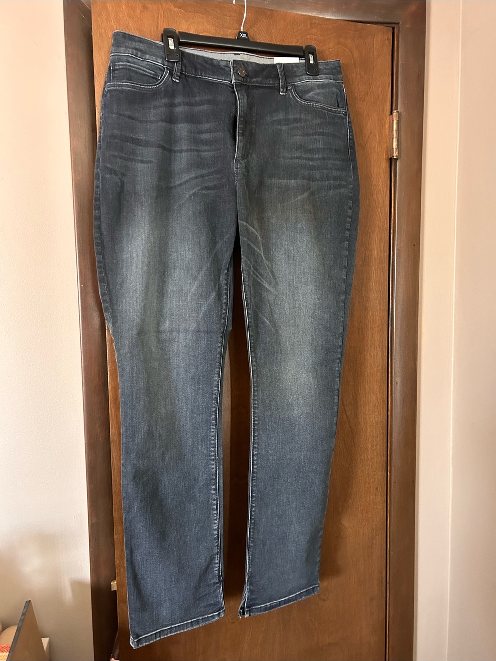 White House Black Market Women's Straight-Leg Washed Blue Jeans